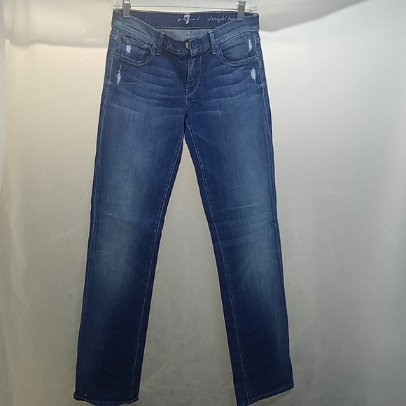 7 for  all mankind distressed jeans straight leg - Picture 1 of 3